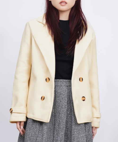 Miniministore(ミニミニストア)の「ウールタッチダブルブレストショートコート(ピーコート・レディース・アイボリー/キャメル/グレー/ブラック・FREE)」の17枚目の写真