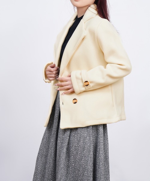 Miniministore(ミニミニストア)の「ウールタッチダブルブレストショートコート(ピーコート・レディース・アイボリー/キャメル/グレー/ブラック・FREE)」の18枚目の写真