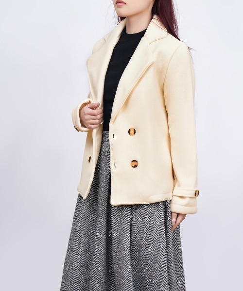 Miniministore(ミニミニストア)の「ウールタッチダブルブレストショートコート(ピーコート・レディース・アイボリー/キャメル/グレー/ブラック・FREE)」の20枚目の写真