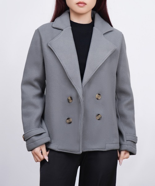 Miniministore(ミニミニストア)の「ウールタッチダブルブレストショートコート(ピーコート・レディース・アイボリー/キャメル/グレー/ブラック・FREE)」の22枚目の写真