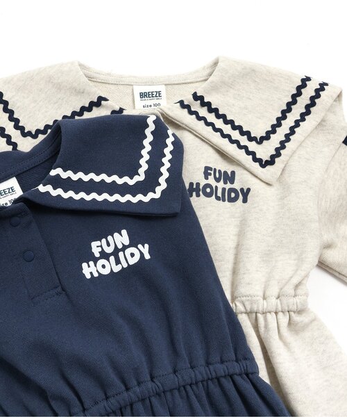 BREEZE（ブリーズ）の「【リンク】セーラー裏毛ワンピ（ワンピース・キッズ・グレー/ネイビー・80/90/100/110/120/130/140）」の4枚目の写真