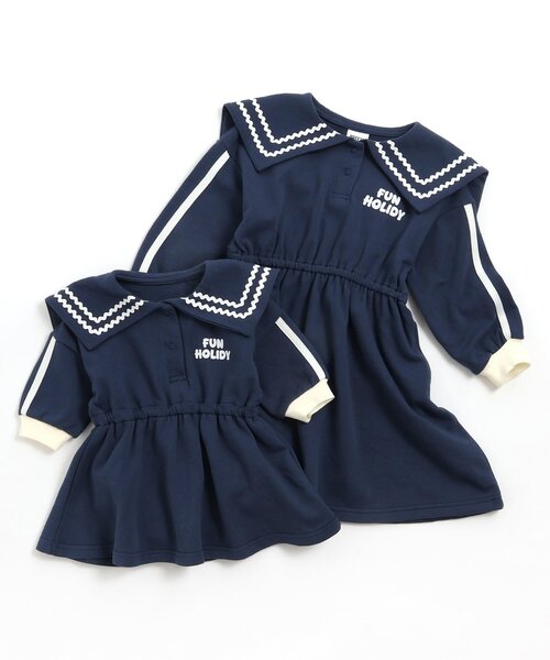 BREEZE（ブリーズ）の「【リンク】セーラー裏毛ワンピ（ワンピース・キッズ・グレー/ネイビー・80/90/100/110/120/130/140）」の7枚目の写真