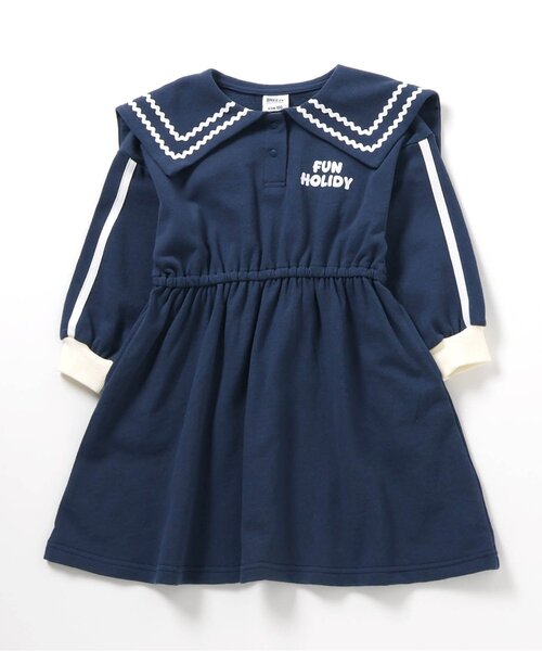 BREEZE（ブリーズ）の「【リンク】セーラー裏毛ワンピ（ワンピース・キッズ・グレー/ネイビー・80/90/100/110/120/130/140）」の14枚目の写真