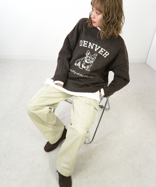 gossara（ゴサラ）の「アニマルジャガードPO（ニット/セーター・レディース・杢グレー/ブラウン/チャコール・FREE）」の6枚目の写真