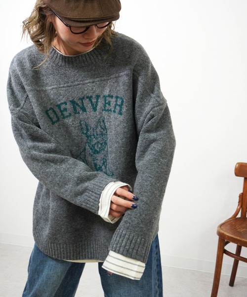 gossara（ゴサラ）の「アニマルジャガードPO（ニット/セーター・レディース・杢グレー/ブラウン/チャコール・FREE）」の8枚目の写真