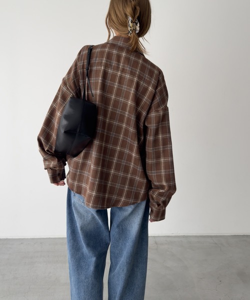 CANAL JEAN（キャナルジーン）の「El mar　ネルチェックレギュラーシャツ（シャツ/ブラウス・レディース・ブラウン/ブラック・ONE SIZE）」の8枚目の写真