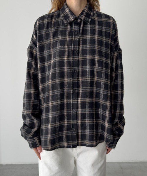 CANAL JEAN（キャナルジーン）の「El mar　ネルチェックレギュラーシャツ（シャツ/ブラウス・レディース・ブラウン/ブラック・ONE SIZE）」の10枚目の写真