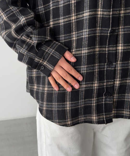 CANAL JEAN（キャナルジーン）の「El mar　ネルチェックレギュラーシャツ（シャツ/ブラウス・レディース・ブラウン/ブラック・ONE SIZE）」の14枚目の写真