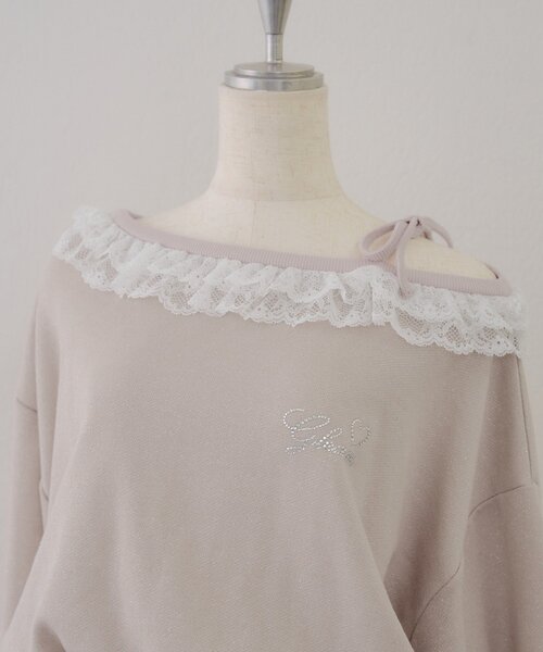 continuer de NICE CLAUP(コンティニューデナイスクラップ)の「【セットアップ対応】ラメ裏毛ワンショルプルオーバー(スウェット・レディース・ピンク/トップグレー/ブラック・MEDIUM/SMALL)」の9枚目の写真