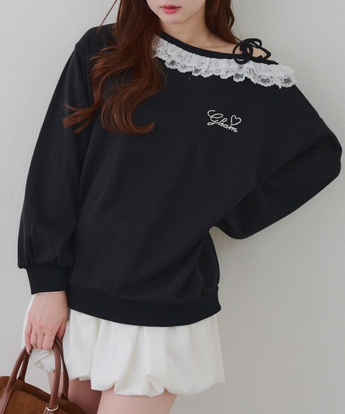 continuer de NICE CLAUP(コンティニューデナイスクラップ)の「【セットアップ対応】ラメ裏毛ワンショルプルオーバー(スウェット・レディース・ピンク/トップグレー/ブラック・MEDIUM/SMALL)」の1枚目の写真