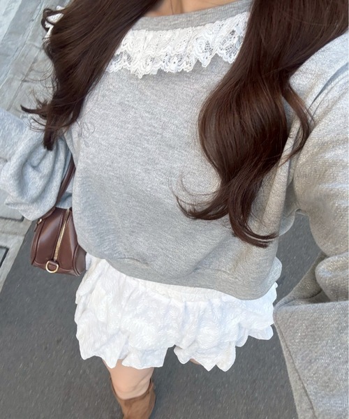 continuer de NICE CLAUP(コンティニューデナイスクラップ)の「【セットアップ対応】ラメ裏毛ワンショルプルオーバー(スウェット・レディース・ピンク/トップグレー/ブラック・MEDIUM/SMALL)」の15枚目の写真