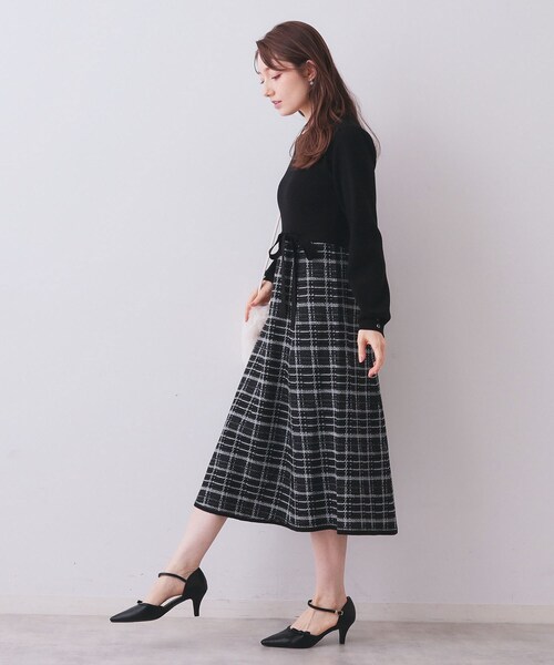 index（インデックス）の「チェックラメジャカードニットワンピース（ワンピース・レディース・ベージュ系その他7/ブラック系4/ブルー系9・38/40/36/42）」の17枚目の写真