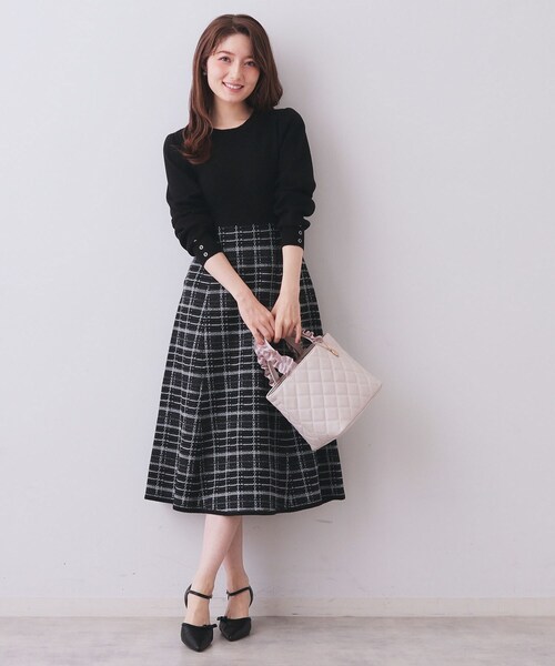 index（インデックス）の「チェックラメジャカードニットワンピース（ワンピース・レディース・ベージュ系その他7/ブラック系4/ブルー系9・38/40/36/42）」の20枚目の写真