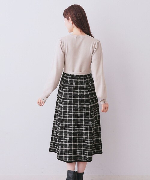 index（インデックス）の「チェックラメジャカードニットワンピース（ワンピース・レディース・ベージュ系その他7/ブラック系4/ブルー系9・38/40/36/42）」の4枚目の写真