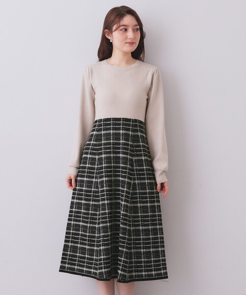 index（インデックス）の「チェックラメジャカードニットワンピース（ワンピース・レディース・ベージュ系その他7/ブラック系4/ブルー系9・38/40/36/42）」の10枚目の写真