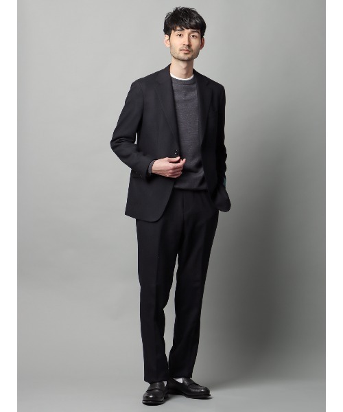 SUIT SQUARE(スーツスクエア)の「テーパードパンツ 尾州 ウールカシミヤブレンド ツイル(スラックス・メンズ・ネイビー/グレー・S/M/L/LL)」の5枚目の写真