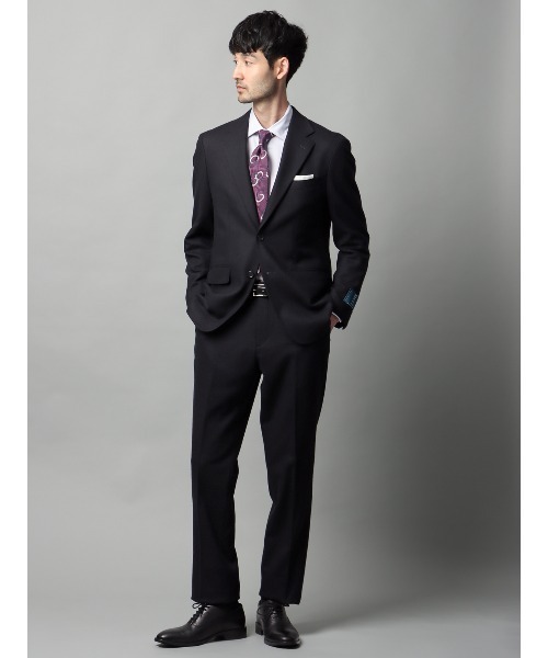 SUIT SQUARE(スーツスクエア)の「テーパードパンツ 尾州 ウールカシミヤブレンド ツイル(スラックス・メンズ・ネイビー/グレー・S/M/L/LL)」の6枚目の写真