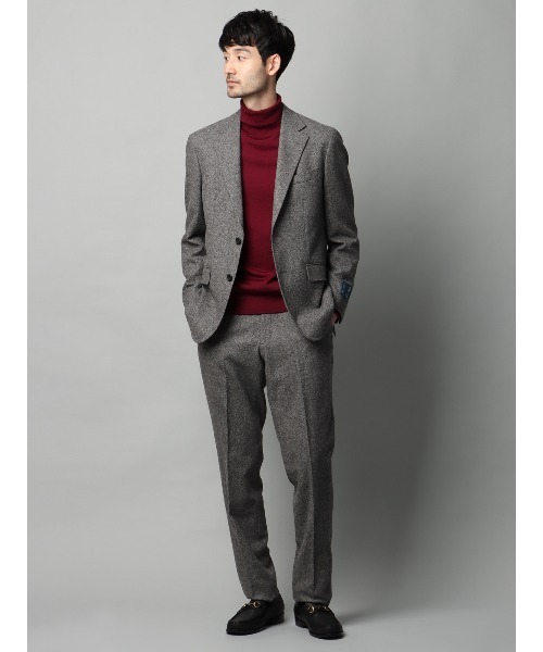 SUIT SQUARE(スーツスクエア)の「テーパードパンツ 尾州 ウールカシミヤブレンド ツイル(スラックス・メンズ・ネイビー/グレー・S/M/L/LL)」の3枚目の写真