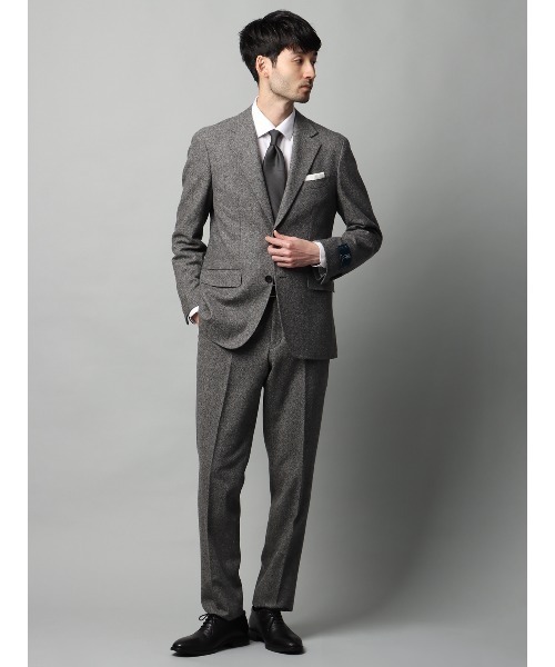 SUIT SQUARE(スーツスクエア)の「テーパードパンツ 尾州 ウールカシミヤブレンド ツイル(スラックス・メンズ・ネイビー/グレー・S/M/L/LL)」の4枚目の写真