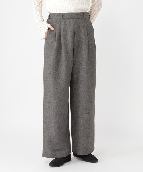 2タックワイドストレートパンツ[プチ・プラスサイズあり