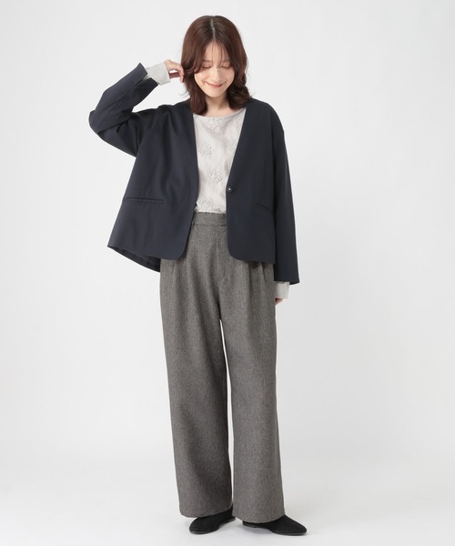 studio CLIP（スタディオクリップ）の「2タックワイドストレートパンツ[プチ・プラスサイズあり]《オケージョン2026SS》（スラックス・レディース・ブラック/ベージュ系その他/グレー系その他・XXX-LARGE/XX-LARGE/X-LARGE/LARGE/MEDIUM/PL/PM）」の6枚目の写真