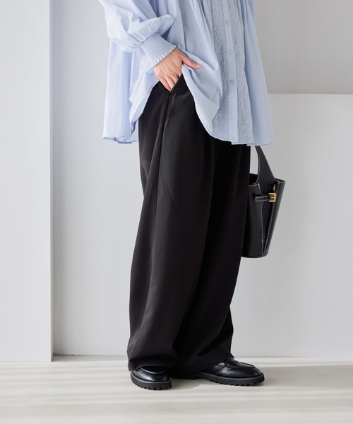 studio CLIP（スタディオクリップ）の「2タックワイドストレートパンツ[プチ・プラスサイズあり]《オケージョン2026SS》（スラックス・レディース・ブラック/ベージュ系その他/グレー系その他・XXX-LARGE/XX-LARGE/X-LARGE/LARGE/MEDIUM/PL/PM）」の7枚目の写真
