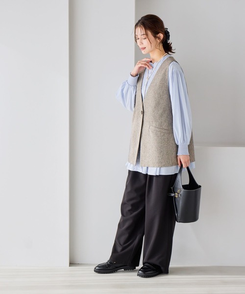 studio CLIP（スタディオクリップ）の「2タックワイドストレートパンツ[プチ・プラスサイズあり]《オケージョン2026SS》（スラックス・レディース・ブラック/ベージュ系その他/グレー系その他・XXX-LARGE/XX-LARGE/X-LARGE/LARGE/MEDIUM/PL/PM）」の11枚目の写真