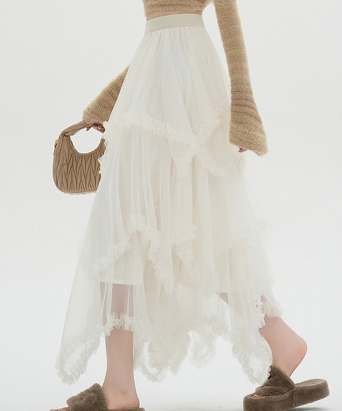 ＆soiree（アンドソワレ）の「チュールフリルレイヤードスカート（スカート・レディース・オフホワイト/ブラック・SMALL/MEDIUM/LARGE/X-LARGE）」の7枚目の写真
