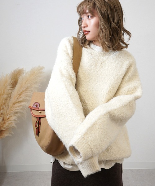 gossara(ゴサラ)の「ブークレーチュニックPO(ニット/セーター・レディース・グレー/ブラック/アイボリー・FREE)」の2枚目の写真