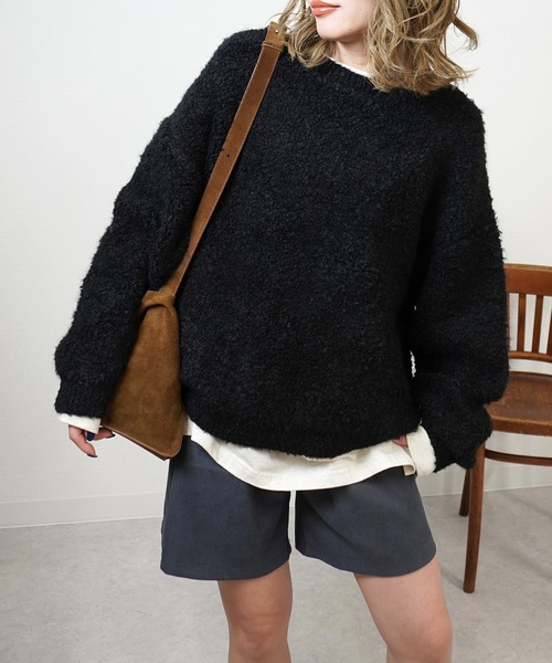 gossara(ゴサラ)の「ブークレーチュニックPO(ニット/セーター・レディース・グレー/ブラック/アイボリー・FREE)」の1枚目の写真