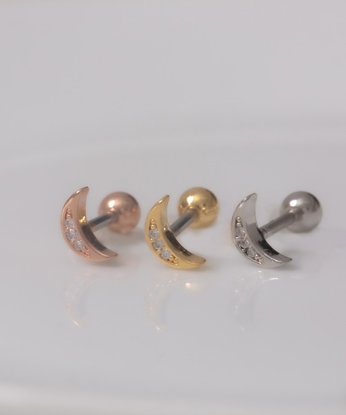 LINFA (リンファ)の「ステンレスポスト 片耳用 メタルムーンピアス(ピアス(片耳用)・レディース・ゴールド/シルバー/ピンクゴールド・FREE)」の2枚目の写真
