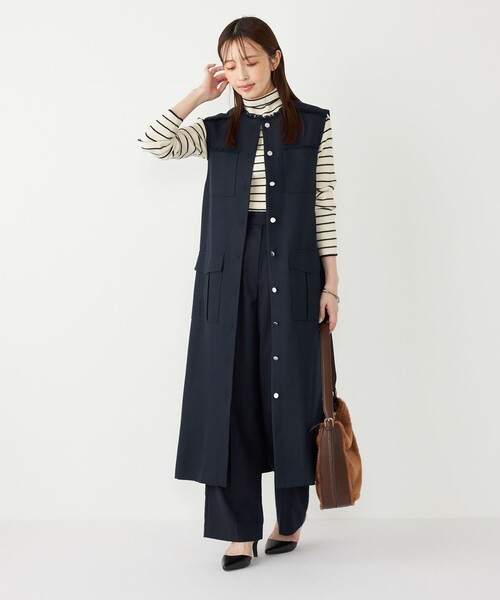 SHIPS Colors(シップス カラーズ)の「SHIPS Colors:ミックスツイード フリンジ ワンピース 2◇(ワンピース・レディース・ネイビー/ベージュ/グレー・ONE SIZE)」の4枚目の写真