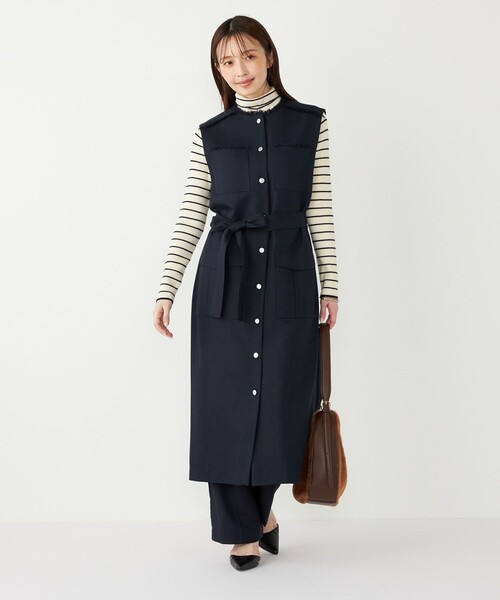 SHIPS Colors(シップス カラーズ)の「SHIPS Colors:ミックスツイード フリンジ ワンピース 2◇(ワンピース・レディース・ネイビー/ベージュ/グレー・ONE SIZE)」の7枚目の写真