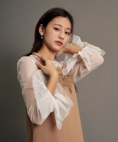 My shawty(マイシャウティー)の「frill sleeve box dress(ドレス・レディース・イエロー/キャメル・FREE)」の1枚目の写真