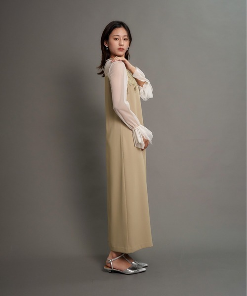 My shawty(マイシャウティー)の「frill sleeve box dress(ドレス・レディース・イエロー/キャメル・FREE)」の4枚目の写真