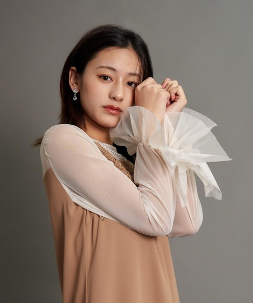 My shawty(マイシャウティー)の「frill sleeve box dress(ドレス・レディース・イエロー/キャメル・FREE)」の13枚目の写真