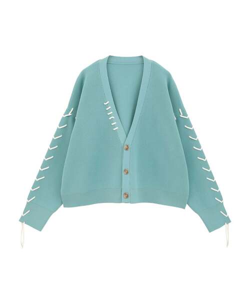 CONVERSE TOKYO（コンバーストウキョウ）の「BLANKET STITCH KNIT SHORT CARDIGAN（カーディガン/ボレロ・レディース・ピンク/ブルー/ブラック・FREE）」の3枚目の写真