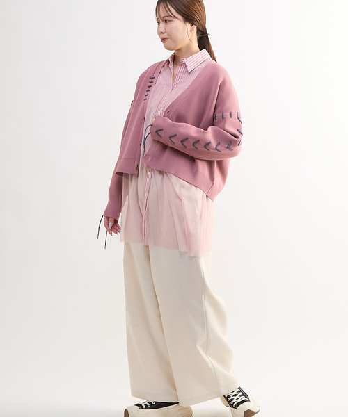 CONVERSE TOKYO（コンバーストウキョウ）の「BLANKET STITCH KNIT SHORT CARDIGAN（カーディガン/ボレロ・レディース・ピンク/ブルー/ブラック・FREE）」の9枚目の写真