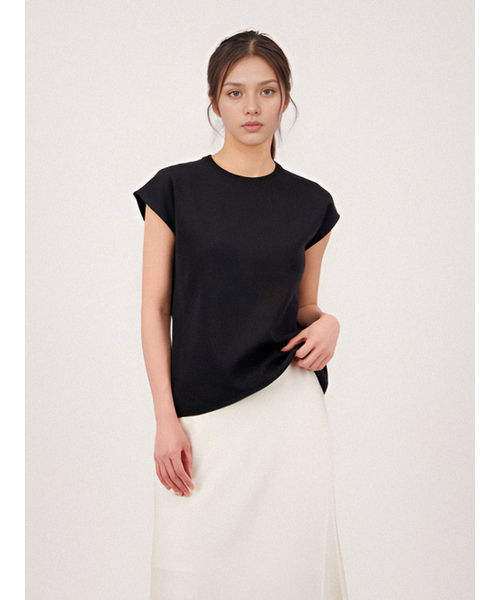 ACUD(アクド)の「Half Sleeve Cotton Knit _Black(ニット/セーター・レディース・ブラック・FREE)」の1枚目の写真
