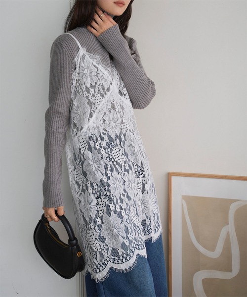 KOBE LETTUCE（コウベレタス）の「チュニックレースキャミソール（キャミソール・レディース・ホワイト/キャメル/ブラック・M）」の4枚目の写真