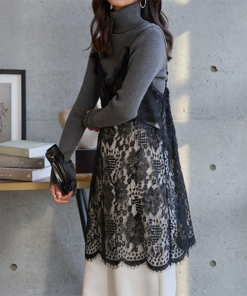 KOBE LETTUCE（コウベレタス）の「チュニックレースキャミソール（キャミソール・レディース・ホワイト/キャメル/ブラック・M）」の7枚目の写真