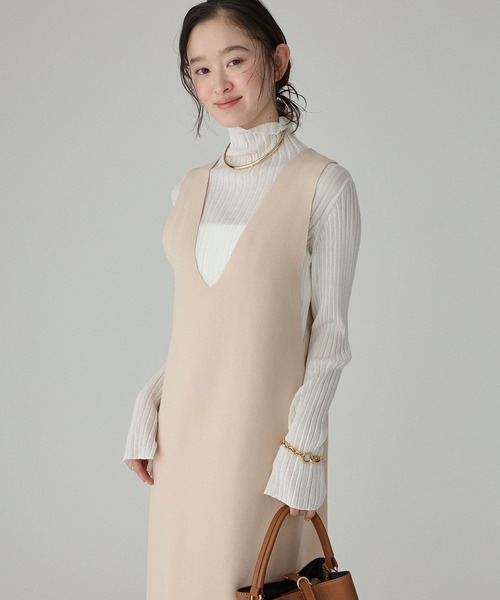 BABYLONE（バビロン）の「ミラノリブニットワンピース（ワンピース・レディース・ブラック/ベージュ・フリー）」の10枚目の写真