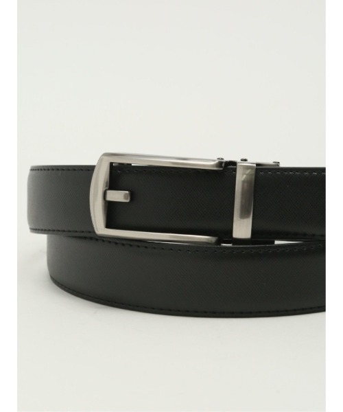 m.f.editorial（エムエフエディトリアル）の「【アジャストフリー 表牛革】m.f.エディトリアル メンズ サフィアーノ型押しベルト（ベルト・メンズ・ブラック/ダークウッド・FREE）」の5枚目の写真