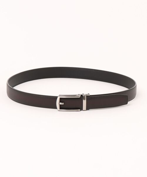 m.f.editorial（エムエフエディトリアル）の「【アジャストフリー 表牛革】m.f.エディトリアル メンズ サフィアーノ型押しベルト（ベルト・メンズ・ブラック/ダークウッド・FREE）」の8枚目の写真