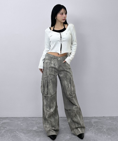 FOLLOWIN(フォロウィン)の「グラデーションフェード カーゴワイド(カーゴパンツ・レディース・グレー/ブラック・SMALL/LARGE/MEDIUM)」の18枚目の写真