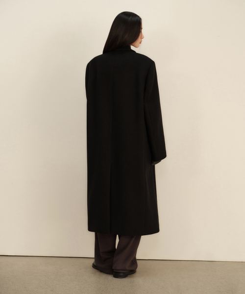 MUSINSA STANDARD WOMAN（ムシンサスタンダードウーマン）の「ウィメンズウールブレンドオーバーショルダーセミダブルマキシコート[ブラック]（チェスターコート・レディース・その他・SMALL/MEDIUM/X-SMALL/LARGE）」の3枚目の写真