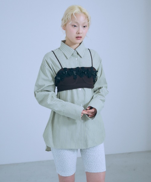 EN NEUME(エンノイム)の「Flower Motif Knit Bra(その他トップス・レディース・ダークブラウン/アイボリー/ブルー・FREE)」の17枚目の写真