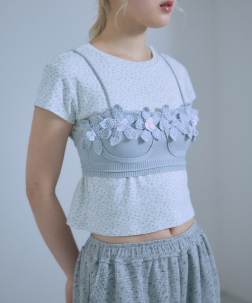 EN NEUME(エンノイム)の「Flower Motif Knit Bra(その他トップス・レディース・ダークブラウン/アイボリー/ブルー・FREE)」の21枚目の写真