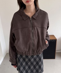 スウェード 襟付き ブルゾン ジャケット