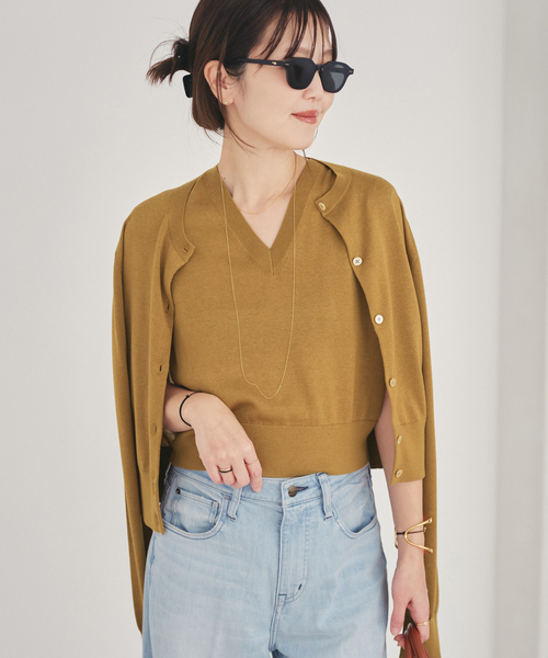 plage（プラージュ）の「Compact Knit カーディガン（カーディガン/ボレロ・レディース・チャコールグレー/キャメル・FREE）」の2枚目の写真